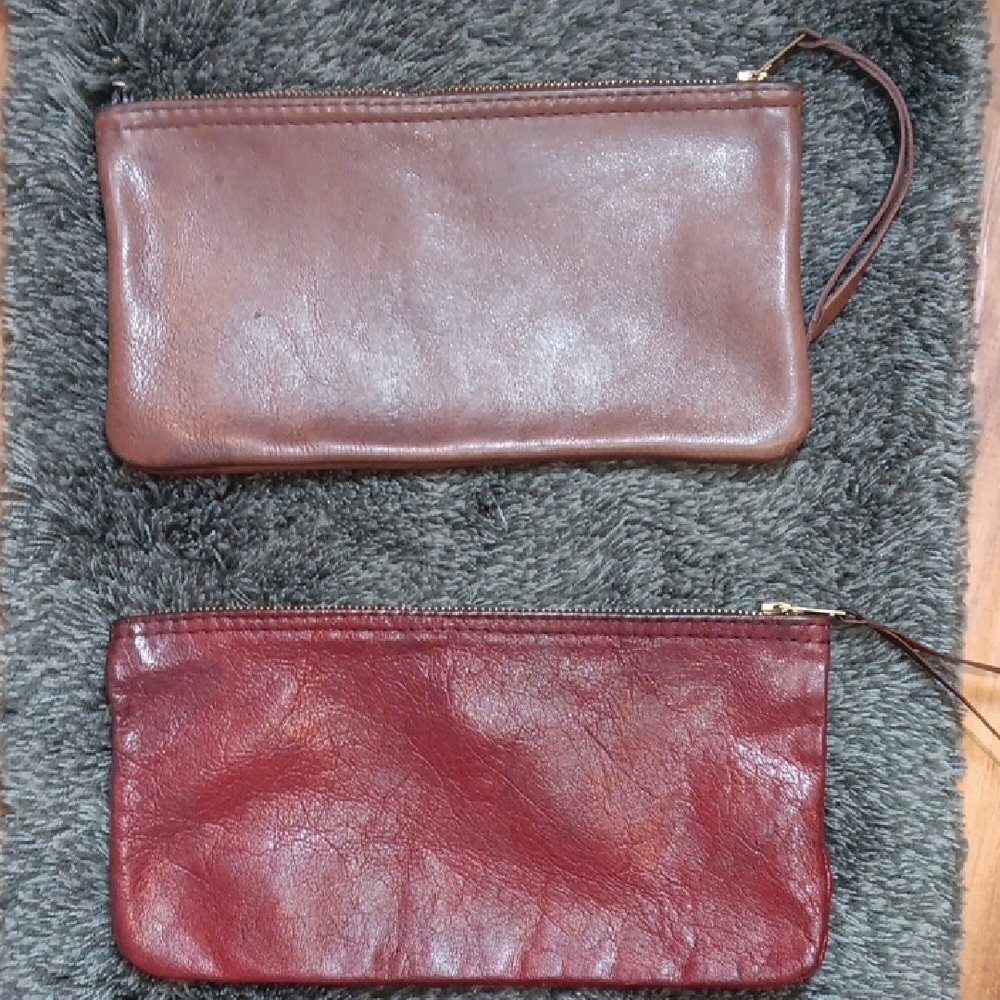 Vintage Swadeshi Leatherworks Clutch Lot Of 2 Maroon Brown